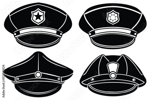 Police Hat Collection Four Unique Designs of Police Caps