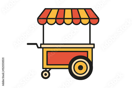 The vector food cart is depicted on a white background from a right-sided perspective, making it ideal for branding and corporate identity, with the added benefit of easy editing and recoloring
