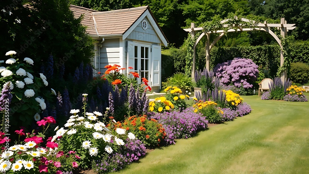 Fototapeta premium old house with flowers