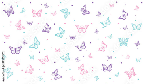 butterfly pattern background, girly print, spring background 