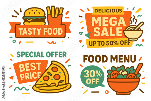 Social media template set tailored for food posts, perfect for advertising, promoting, and offering discounts