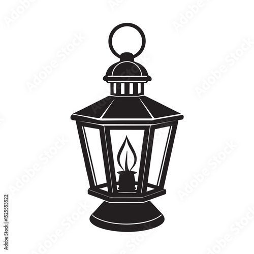 vector of silhouette gaslight night on the white background