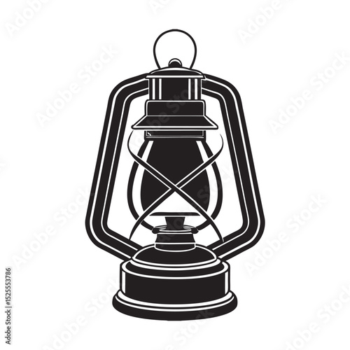 silhouette of single gaslight on the white background
