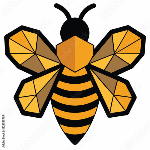 Close-up illustration of a cute cartoon bee on a white background with honey and honeycomb