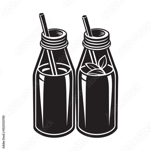 silhouette of single juice dings on the white background