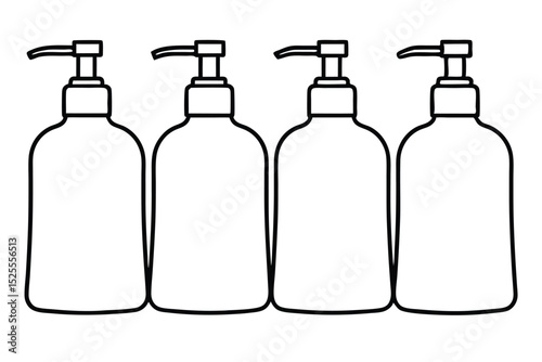Four Pump Bottles Versatile Design for Liquid Soap, Lotion, or Shampoo