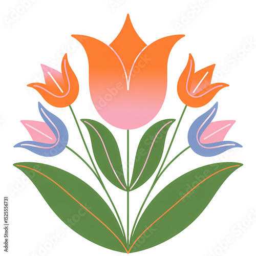 Floral Bloom: A captivating visual of a stylized floral arrangement, exuding a fresh and vibrant appeal through its delicate petals and verdant leaves.