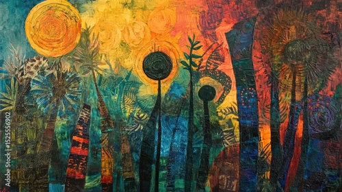 Abstract Tropical Sunset: An Impressionistic Masterpiece