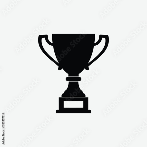ownload a clean, black silhouette vector of a traditional trophy cup with handles and rectangular base. Perfect for awards, icons, and minimalist designs.