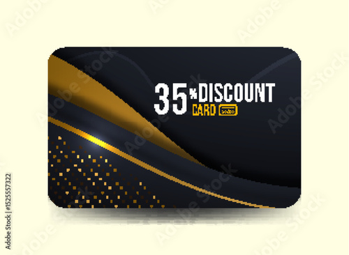 credit card vector illustration, Elegant Black and Gold Discount Card – 35% Offer Design Template