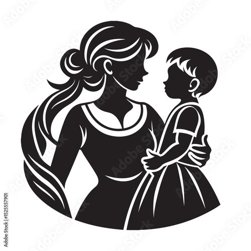 silhouette of family love on the white background