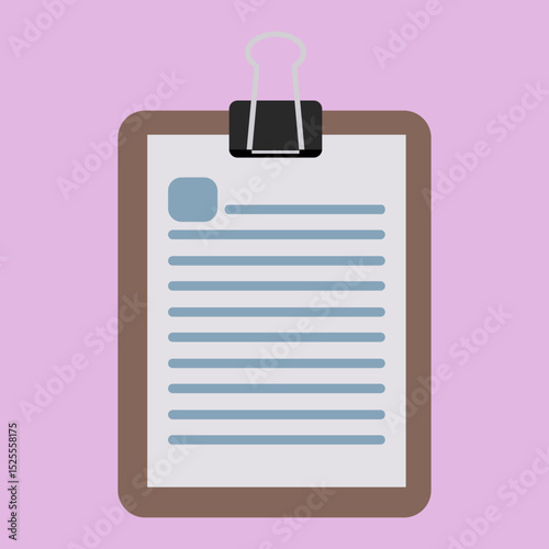 Clipboard with Document Icon Simple and Clean Vector Illustration