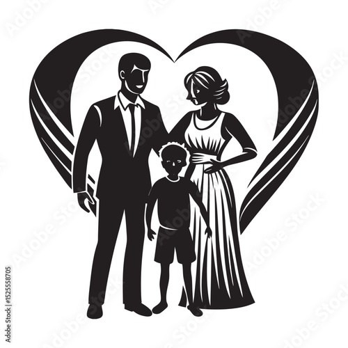 silhouette of family love on the white background