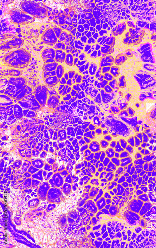 Bubbled liquid seamless acid tones texture in fluid pouring tai dai style. Modern luxury contemporary art mystical fluid acrylic texture for apparel, bedding, package, home decor.