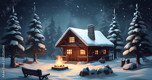 a festive Christmas card featuring a charming house background 