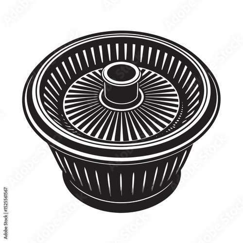silhouette of single spinner on the white background