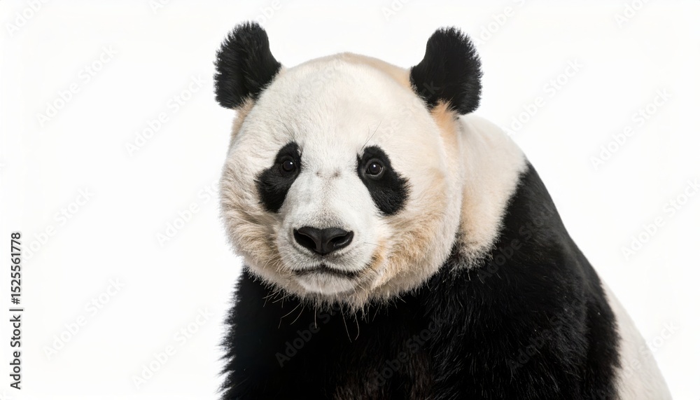 Naklejka premium Cute playful panda bear over white background