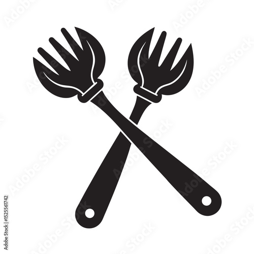 silhouette of single double ladle on the white background