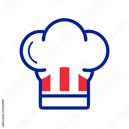 Chef hat icon with red and white stripes in minimalist style representing France  