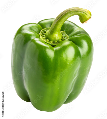 Fresh green bell pepper with glossy surface food and cooking use