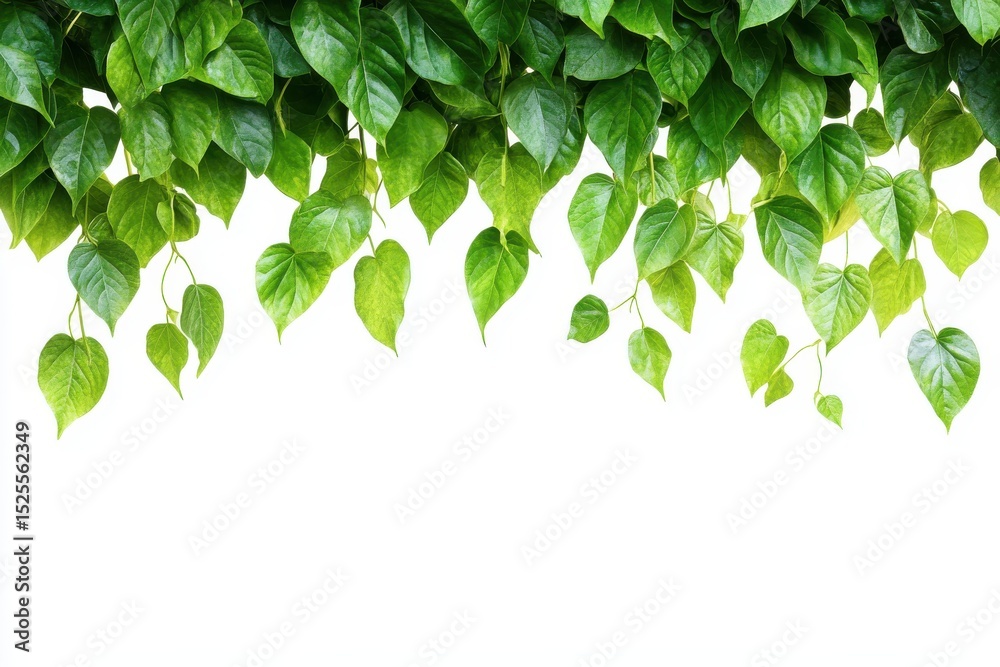 Obraz premium Green vine leaves border isolated on white background