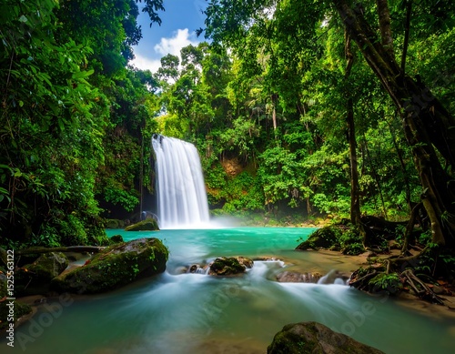 Lush waterfall in a tropical forest (2)