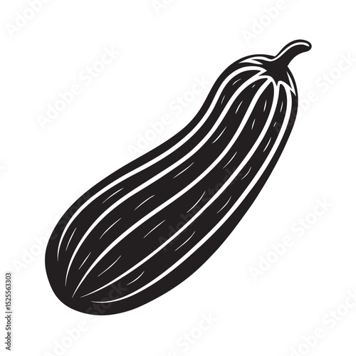 silhouette of single cucumber on the white backgrounds