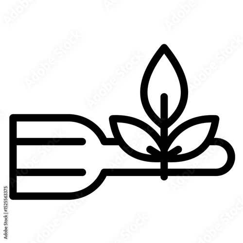 Fork with a Leaf Vector Style Icon