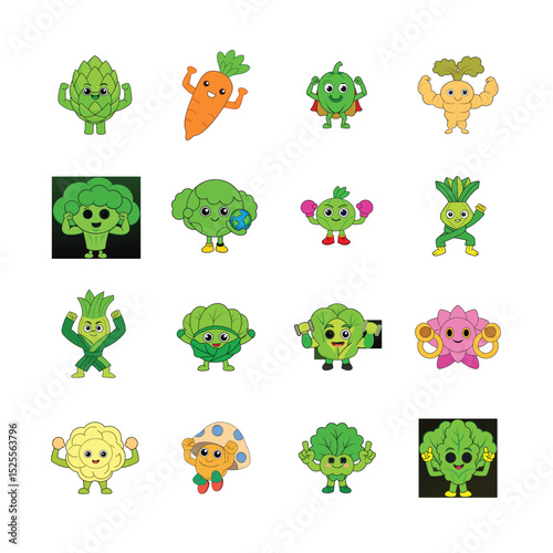 sat cartoon Vegetable and Fruits