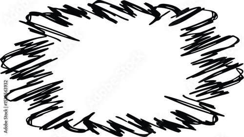 Hand drawn scribble frame with a rough edge creating an abstract border for graphic design use