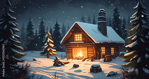 a festive Christmas card featuring a charming house background 
