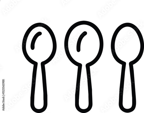 Three Spoons A Simple Line Art Illustration of Kitchen Utensils