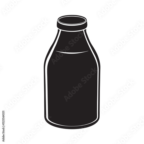 silhouette of single milk bottle on the white background