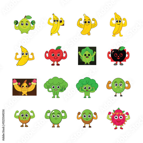 sat cartoon Vegetable and Fruits