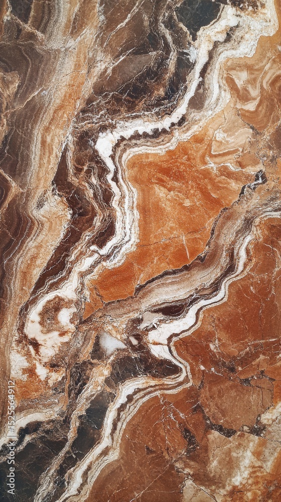 Obraz premium Rich brown marble with white and amber veins