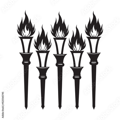silhouette of fire on the white background 