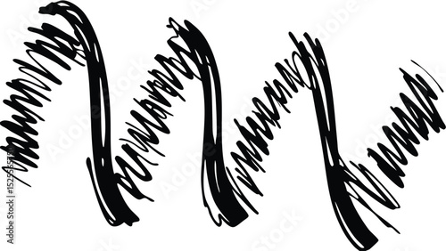 Abstract black and white scribble wave pattern with thick lines and chaotic zigzagging strokes design