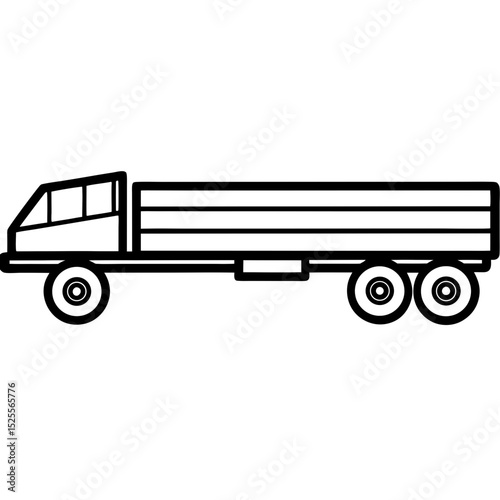 Flatbed Trailer Vector – Simple Design on White Background