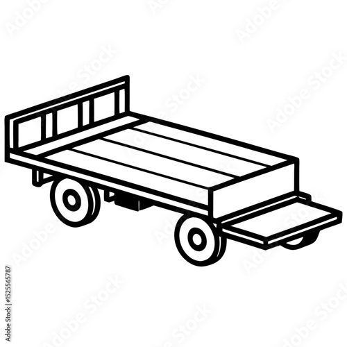 Flatbed Trailer Vector – Simple Design on White Background