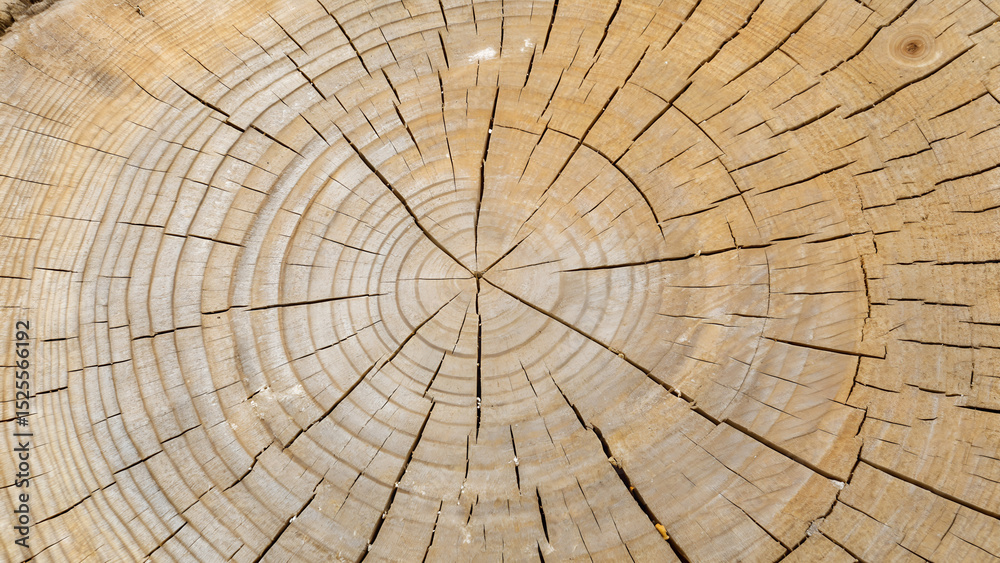 Fototapeta premium Close up of a tree trunk showing its rings and natural texture
