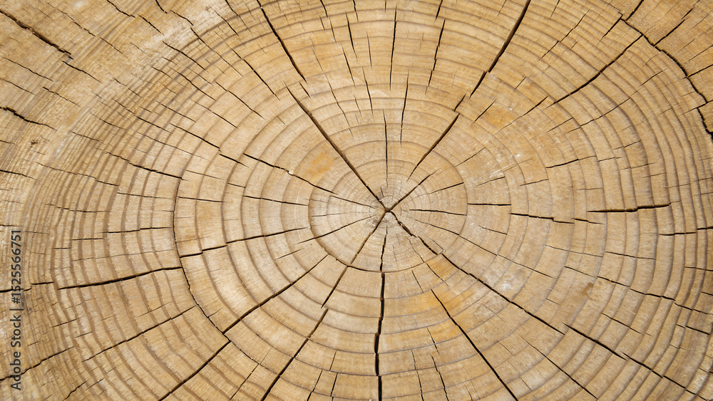 Fototapeta premium Cross section of a tree trunk showing its annual growth rings