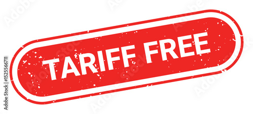 Red grunge text TARIFF FREE inside oval rubber stamp isolated on transparent background. Global trade bans, government restrictions, tariffs, financial blockade, economic warfare. Vector symbol, sign