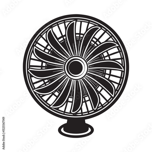 silhouette of table fan on the white background