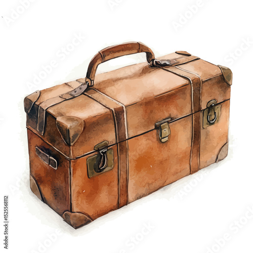 Suitcase, watercolor vector, high quality, isolated on a white background.
