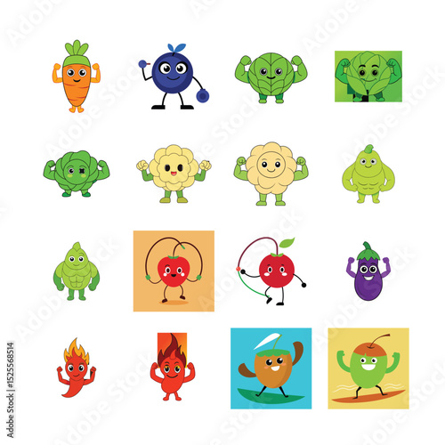 sat cartoon Fruits and Vegetable  