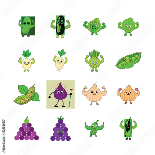 sat cartoon Fruits and Vegetable  