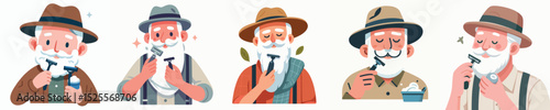 Grandpa character vector shaving beard