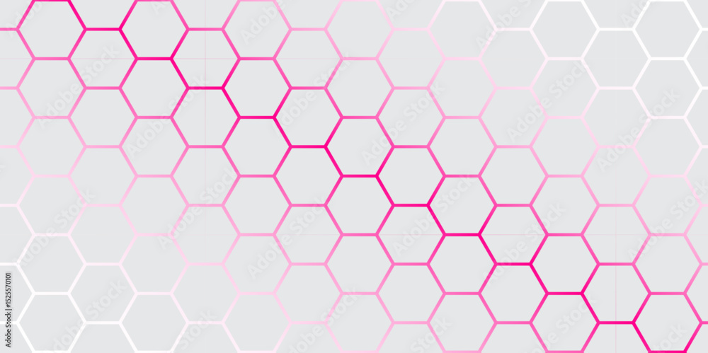 Fototapeta premium Minimal White Hexagon Pattern on Purple Gradient Background – Abstract Tech Design.