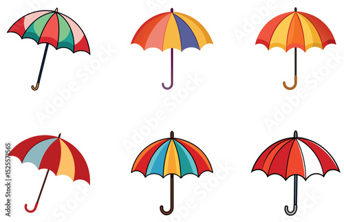 Umbrellas Vector Design Colorful and Minimal Umbrella Illustrations for Rainy Weather and Seasonal Decor