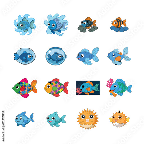 sat cartoon fish